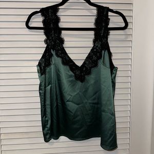 Emerald green tank with lace detail